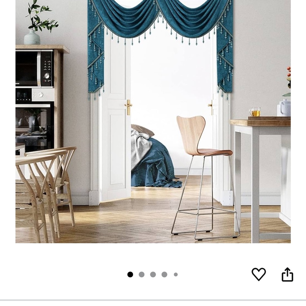 Elegant Teal Beaded Valance